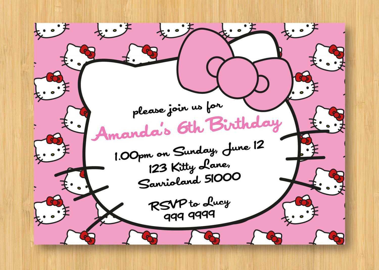 95 Adding Hello Kitty Birthday Invitation Card Template Free Throughout Hello Kitty Birthday Card Template Free