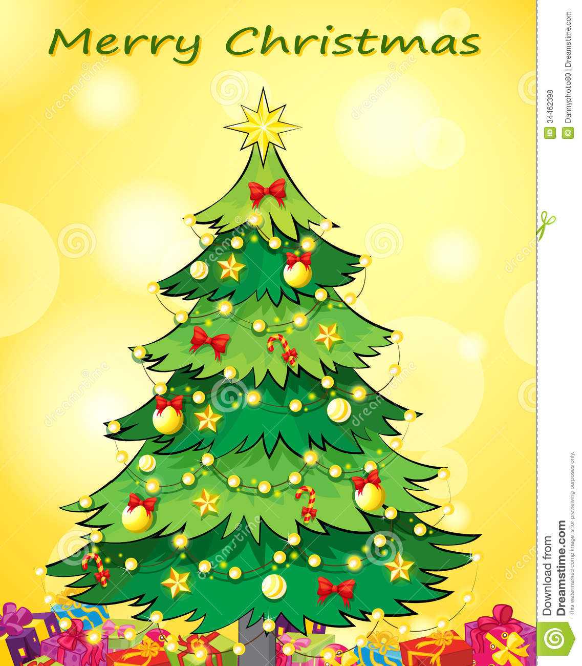 A Christmas Card Template With A Green Christmas Tree Stock For 3D Christmas Tree Card Template