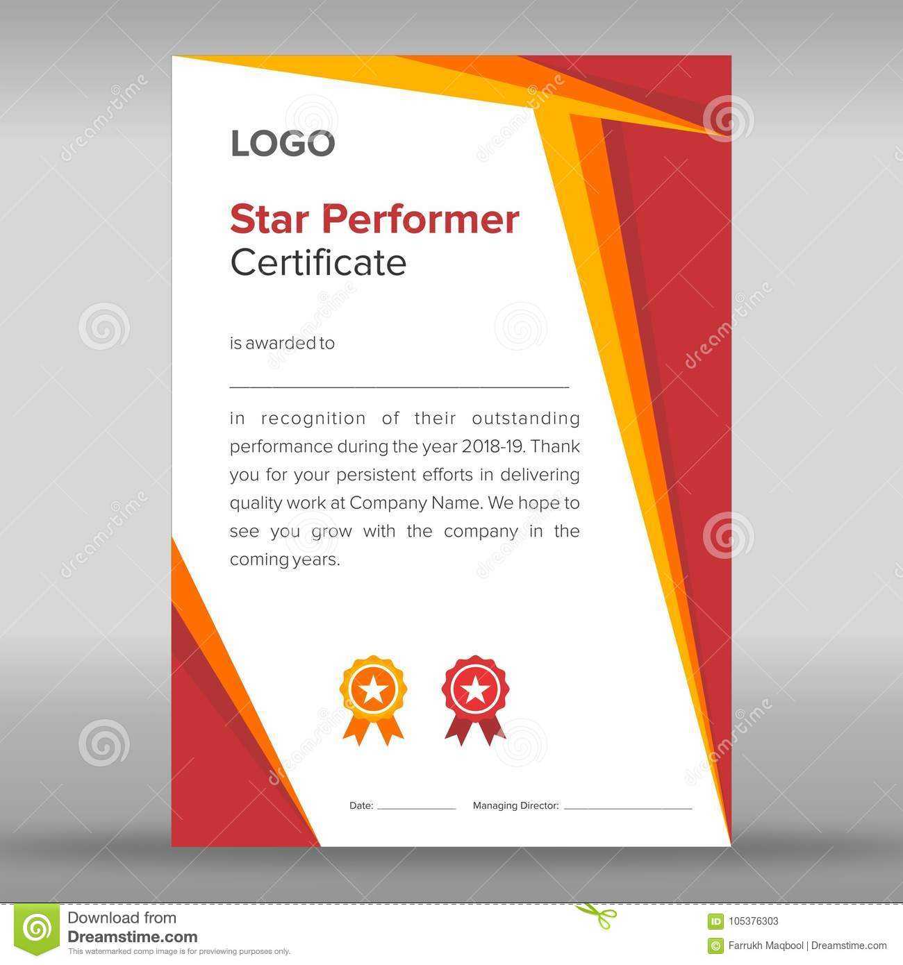 Abstract Geometric Gold And Red Certificate Stock Vector Intended For Star Performer Certificate Templates