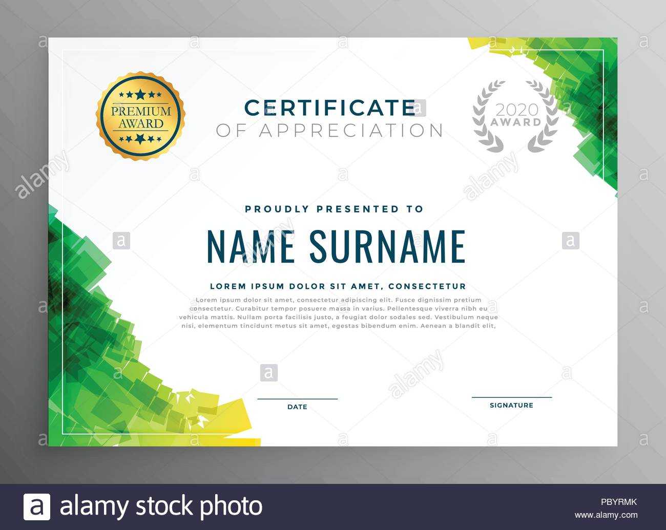 Abstract Green Certificate Of Appreciation Template Stock For Boot Camp Certificate Template