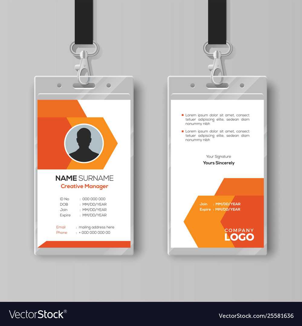 Abstract Orange Id Card Design Template Intended For Sample Of Id Card Template