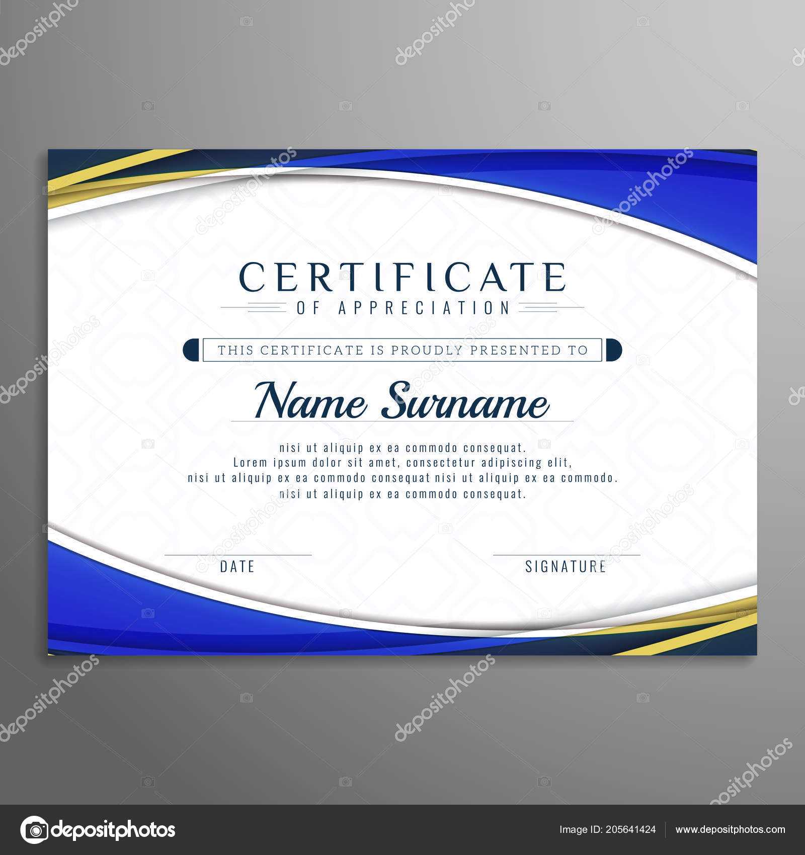Abstract Wavy Beautiful Certificate Design Template — Stock Intended For Beautiful Certificate Templates