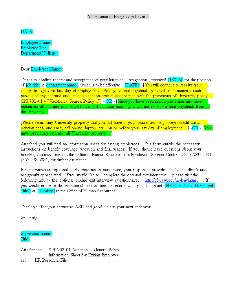 Acceptance Of Resignation Letter With Regret | Templates At With Acceptance Card Template