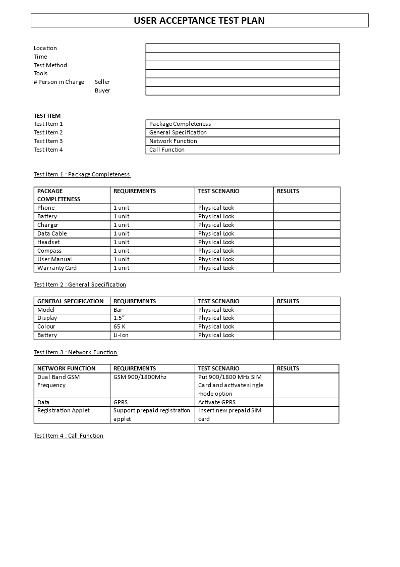 Acceptance Test Plan Template | Templates At For Acceptance Card Template