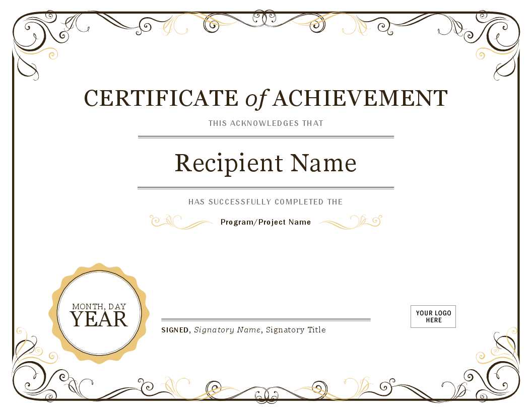 Achievement Award Certificate Template - Milas Inside Word Certificate Of Achievement Template