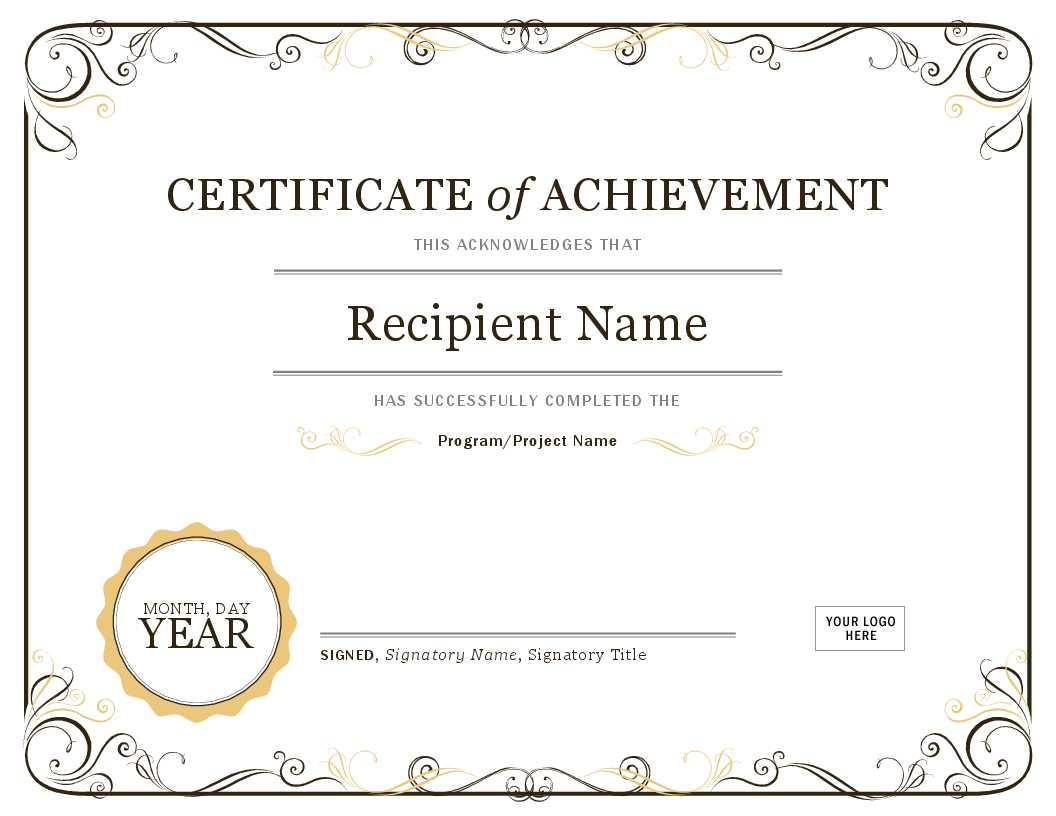 Achievement Award Certificate Template – Milas Intended For Word Template Certificate Of Achievement