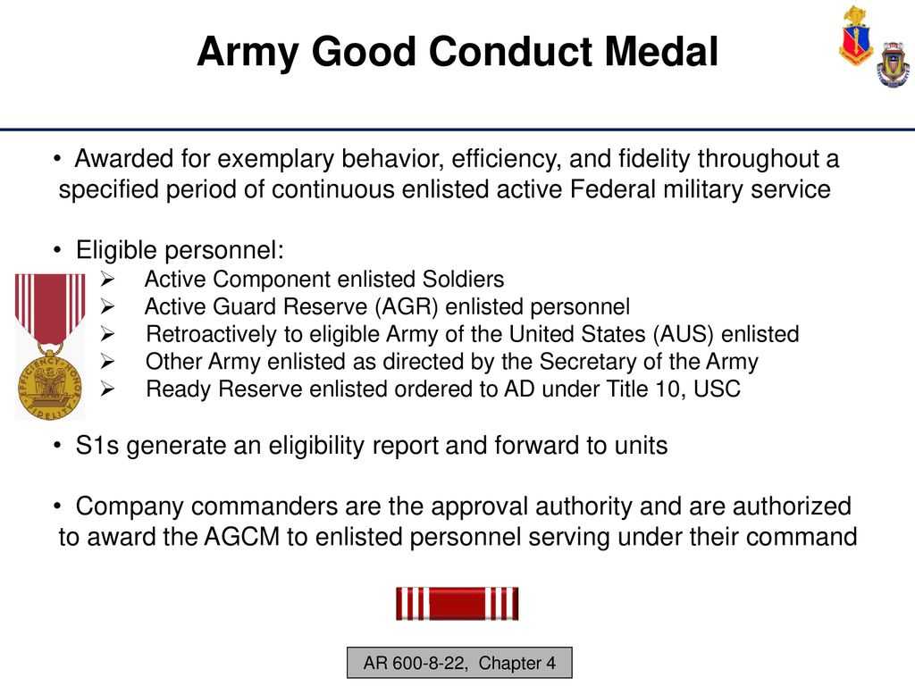 Administer Awards And Decorations - Ppt Download Intended For Army Good Conduct Medal Certificate Template
