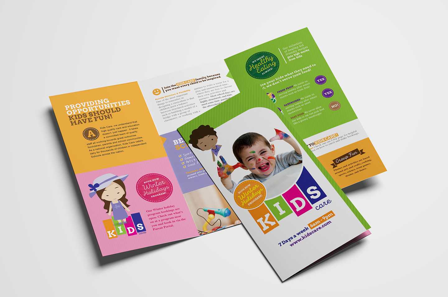 After School Care Tri Fold Brochure Template In Psd, Ai For Brochure Templates For School Project