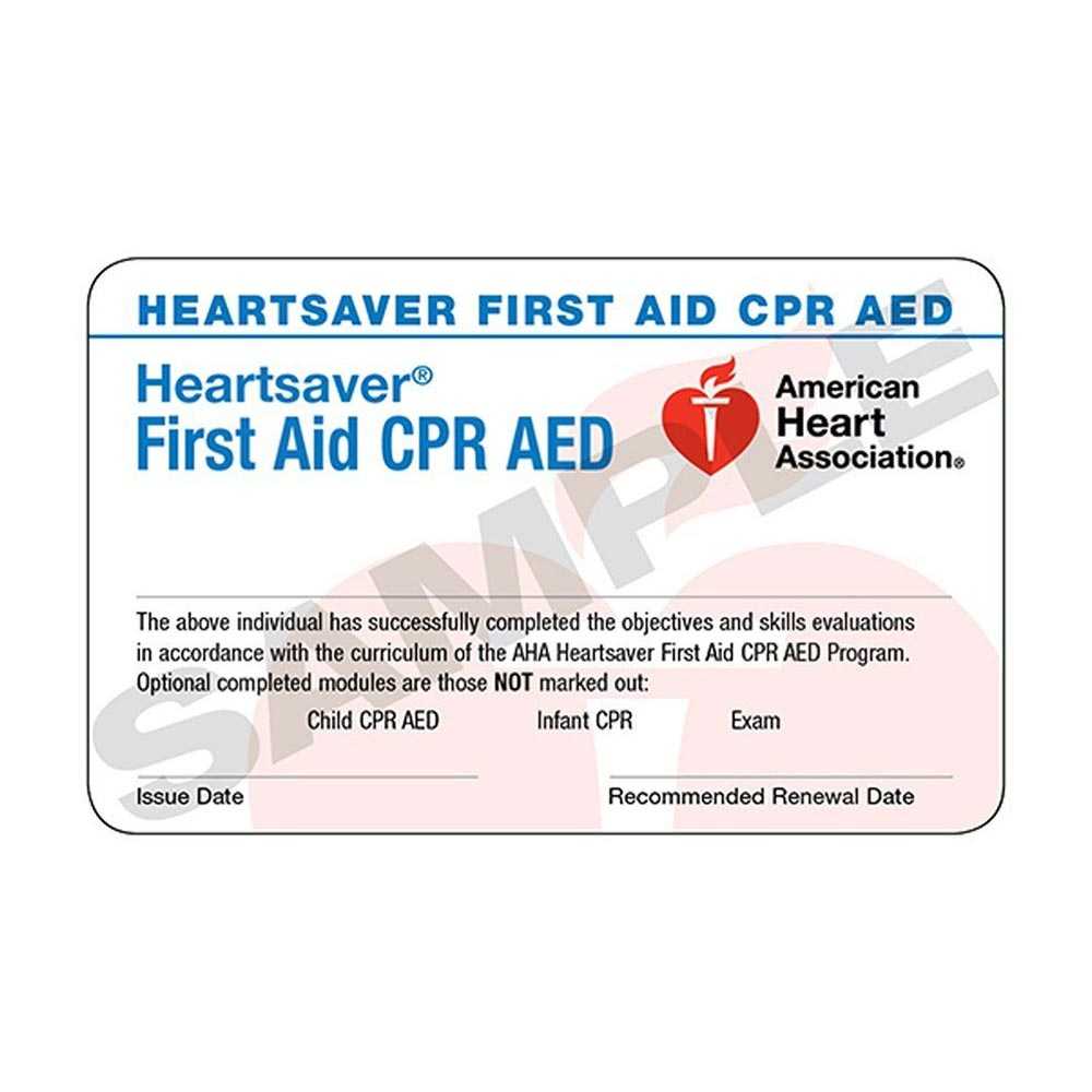 Aha Heartsaver® First Aid Cpr Aed Course Completion Cards - 6 Pack  Worldpoint® Regarding Cpr Card Template