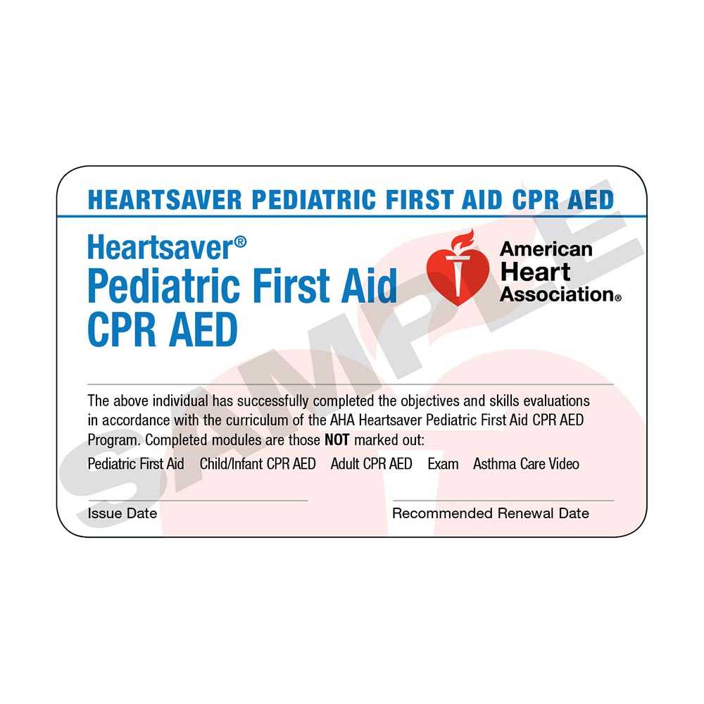 Aha Heartsaver® Pediatric First Aid Cpr Aed Course Completion Cards - 6  Pack Worldpoint® Regarding Cpr Card Template