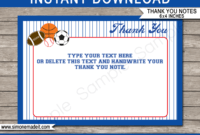 All Star Sports Party Thank You Cards Template throughout Soccer Thank You Card Template