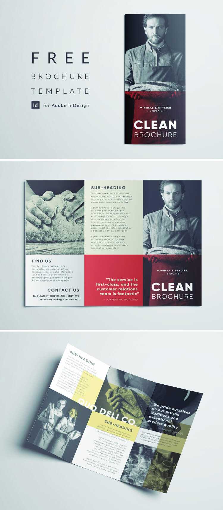 Amazing Clean Trifold Brochure Template | Free Download Throughout Adobe Indesign Brochure Templates