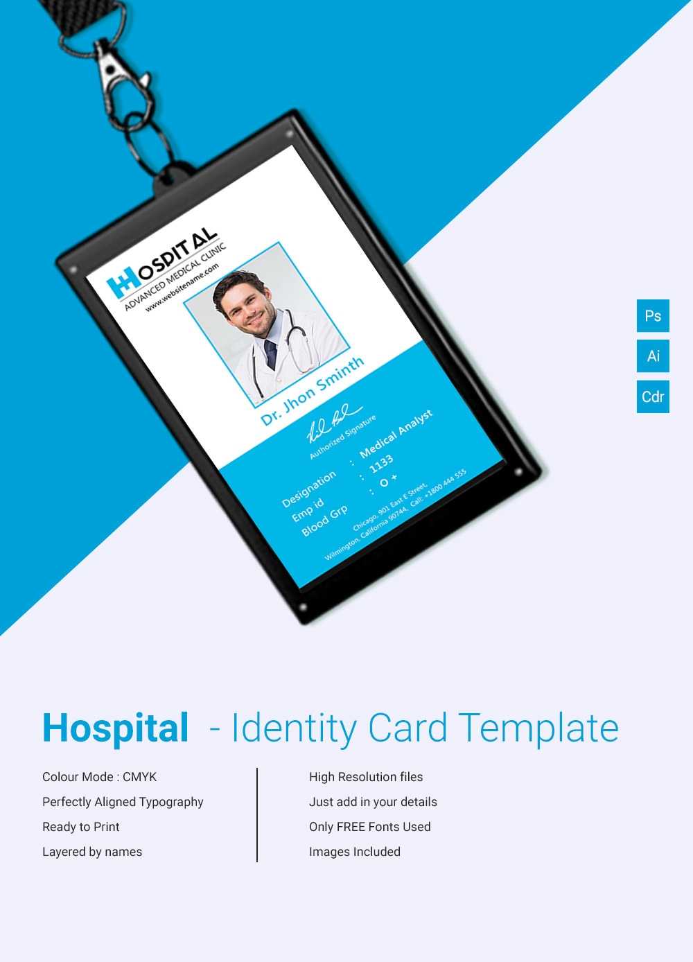 Amazing Hospital Identity Card Template Download | Free For Id Card Template Ai