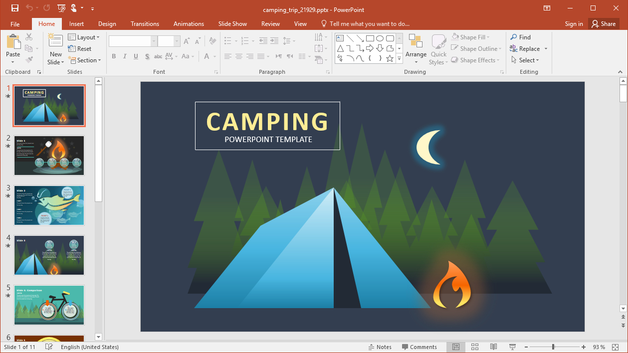 Animated Camp Trip Powerpoint Template Intended For Powerpoint Animated Templates Free Download 2010