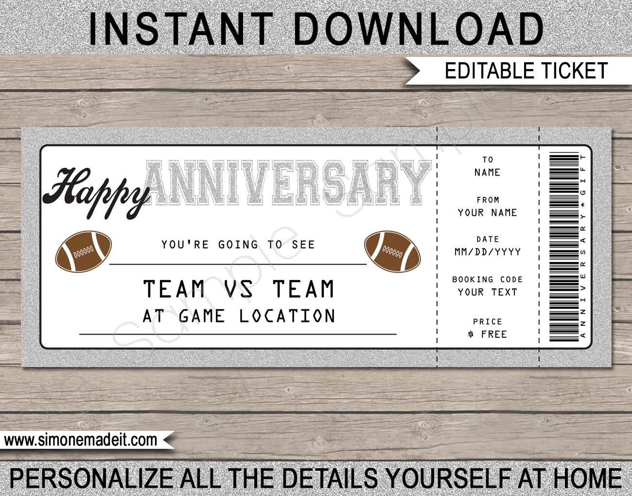 Anniversary Football Gift Tickets For Anniversary Certificate Template Free