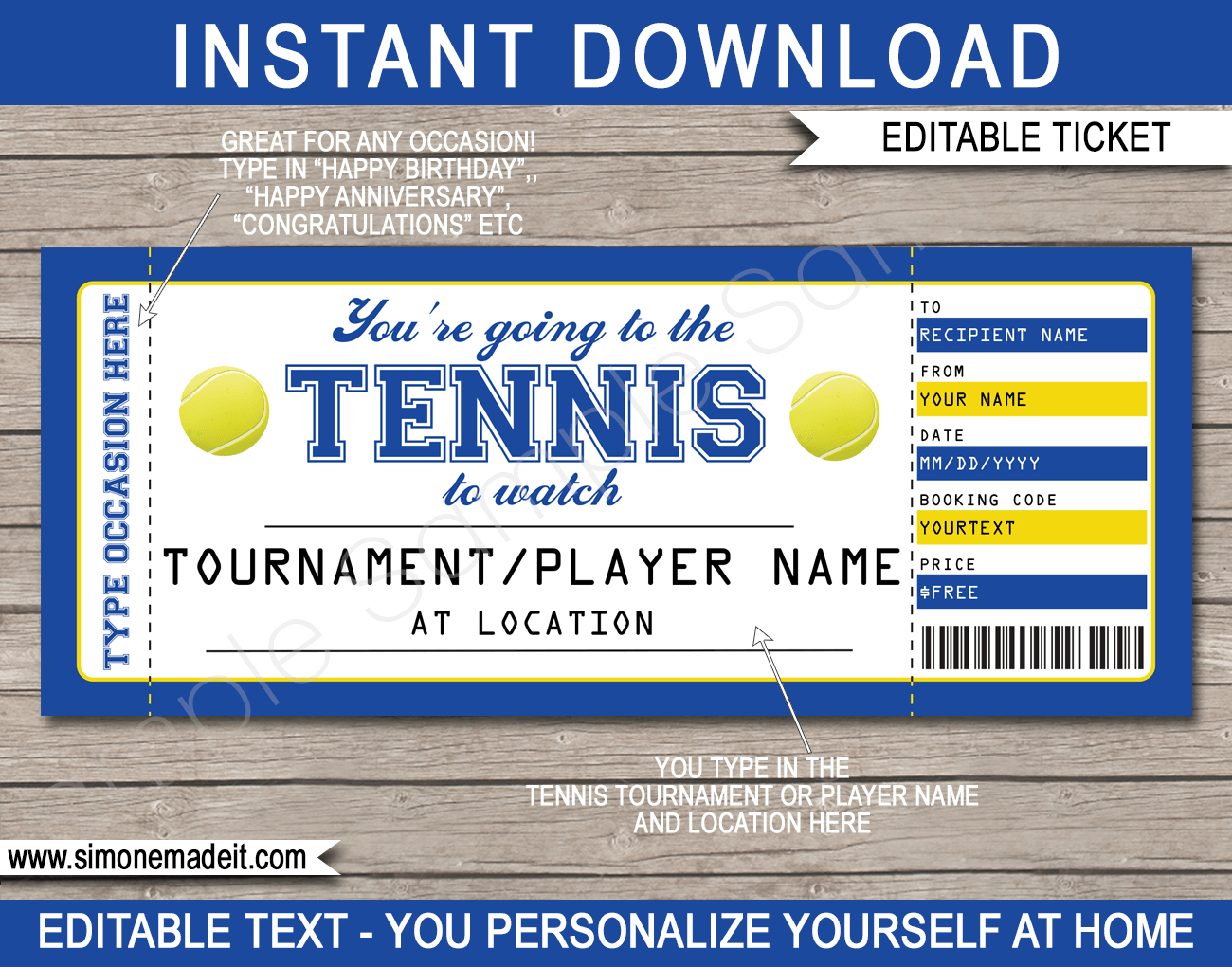 Any Occasion Tennis Gift Tickets With Tennis Gift Certificate Template