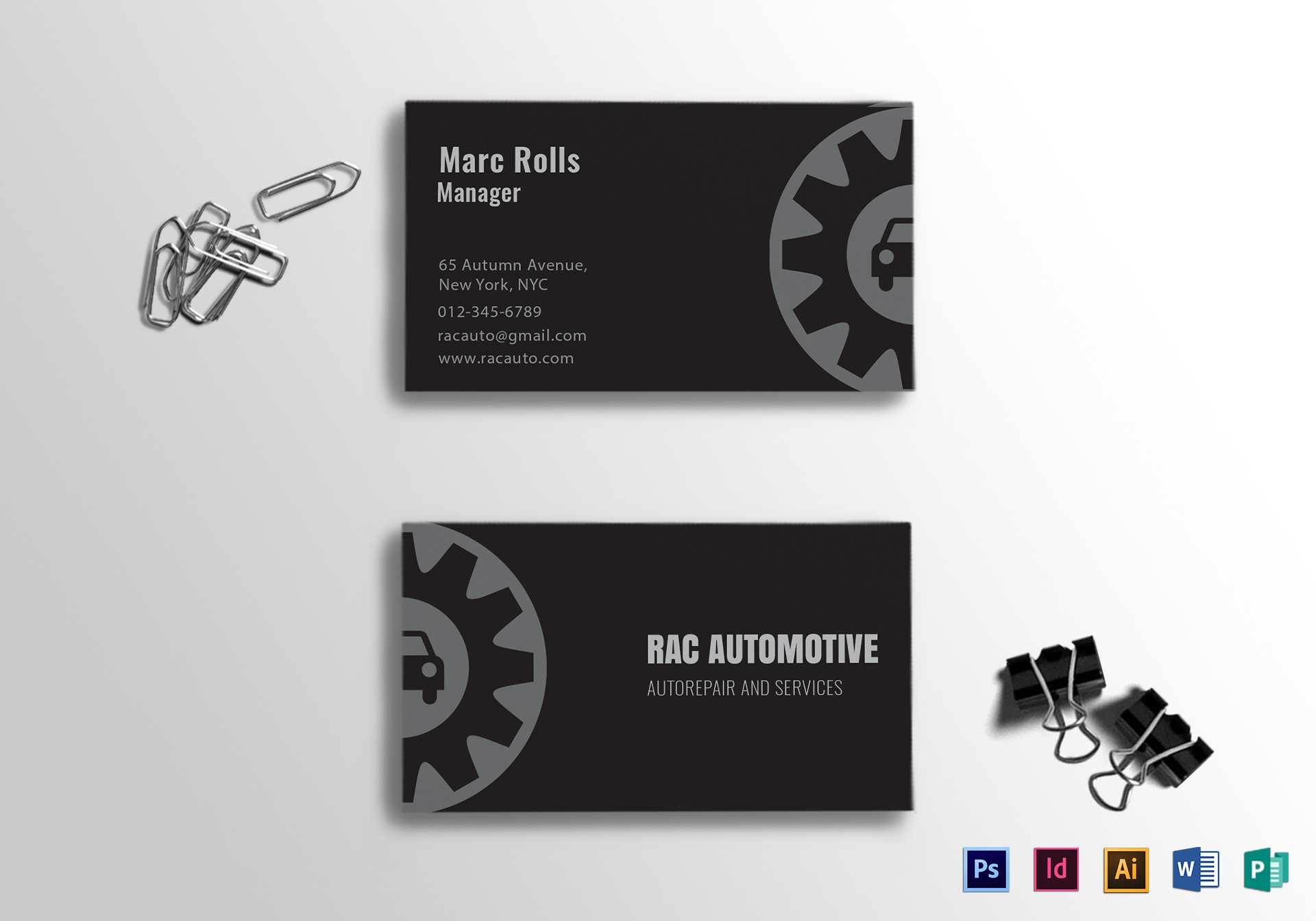 Automotive Business Card Template Pertaining To Designer Visiting Cards Templates