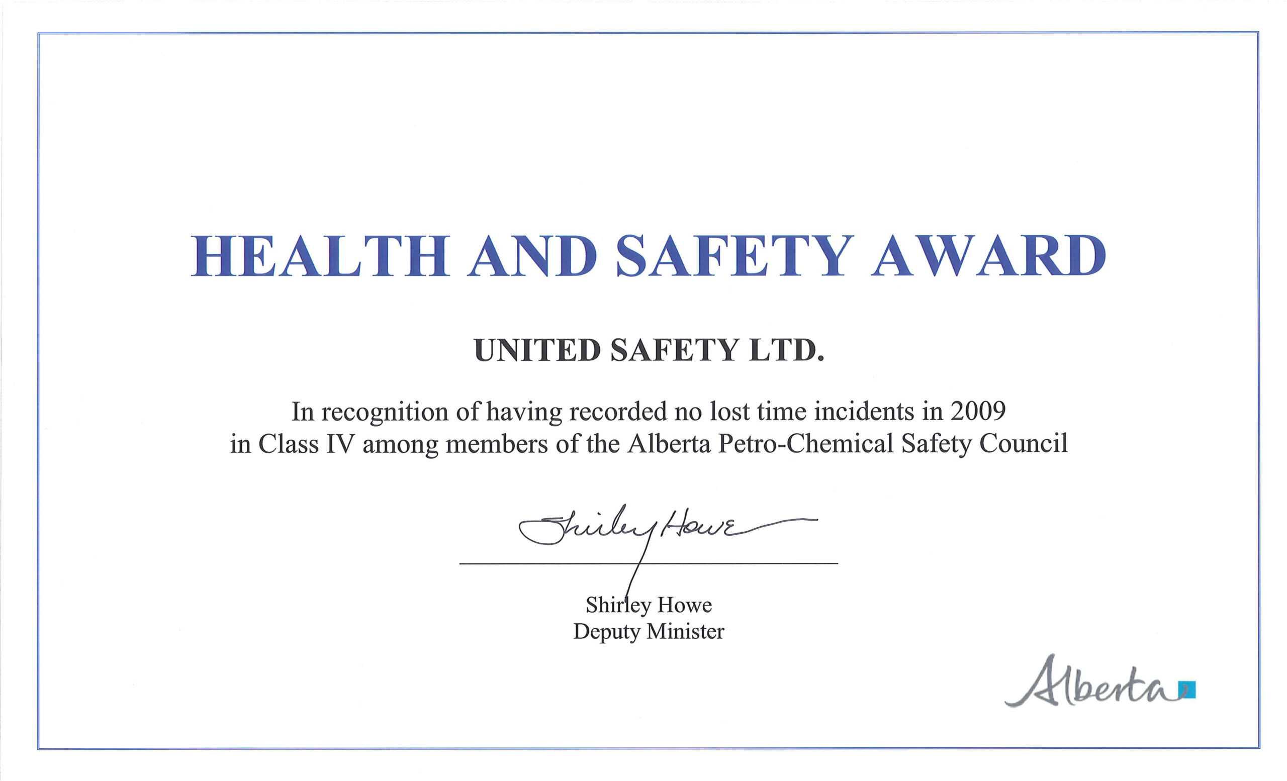 Awards And Recognition | United Safety Usa Intended For Life Saving Award Certificate Template