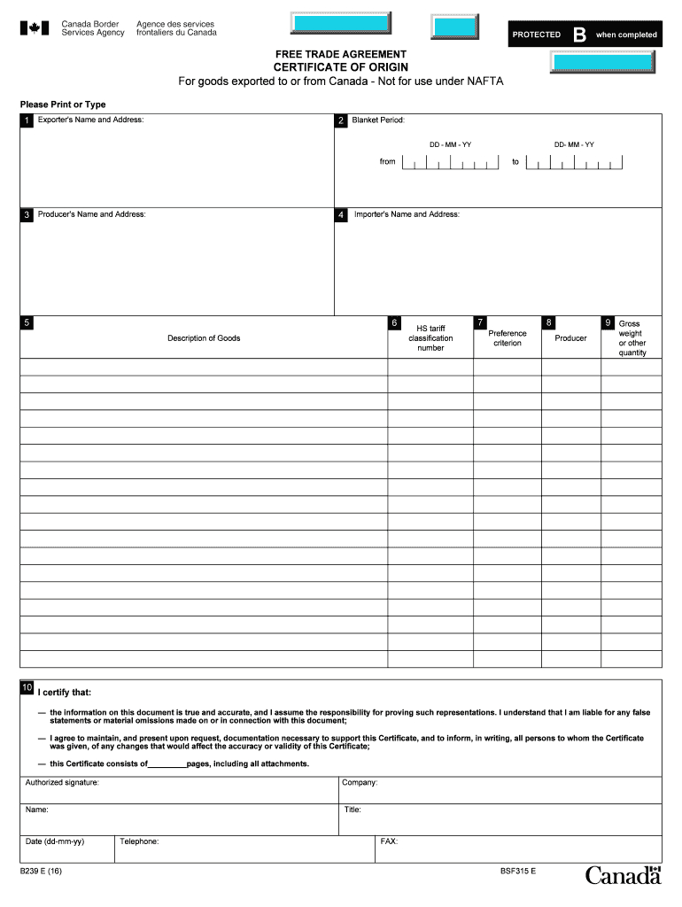 B232E – Fill Online, Printable, Fillable, Blank | Pdffiller Pertaining To Nafta Certificate Template
