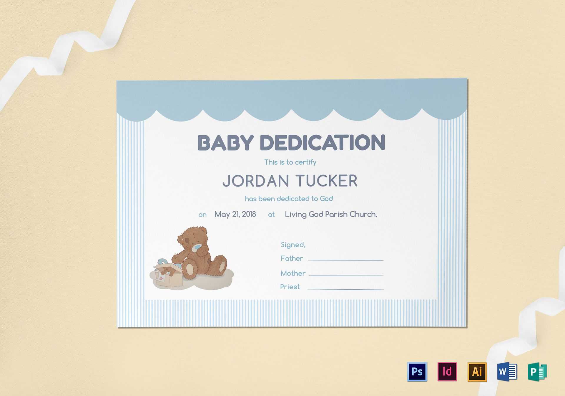 Baby Dedication Certificate Template With Baby Dedication Certificate Template