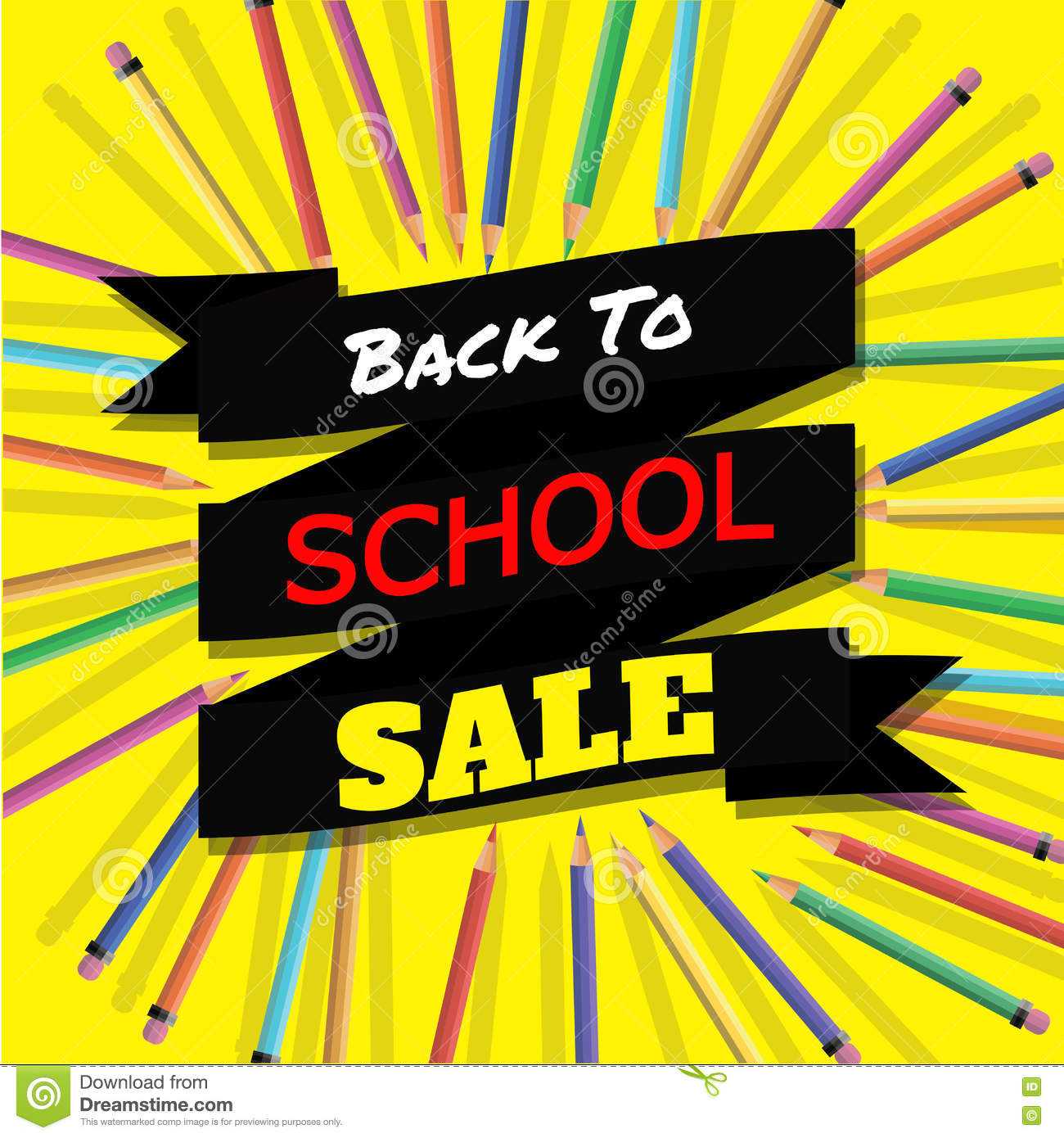 Back To School Sale. Background With Colorful Pencils With With Welcome Brochure Template