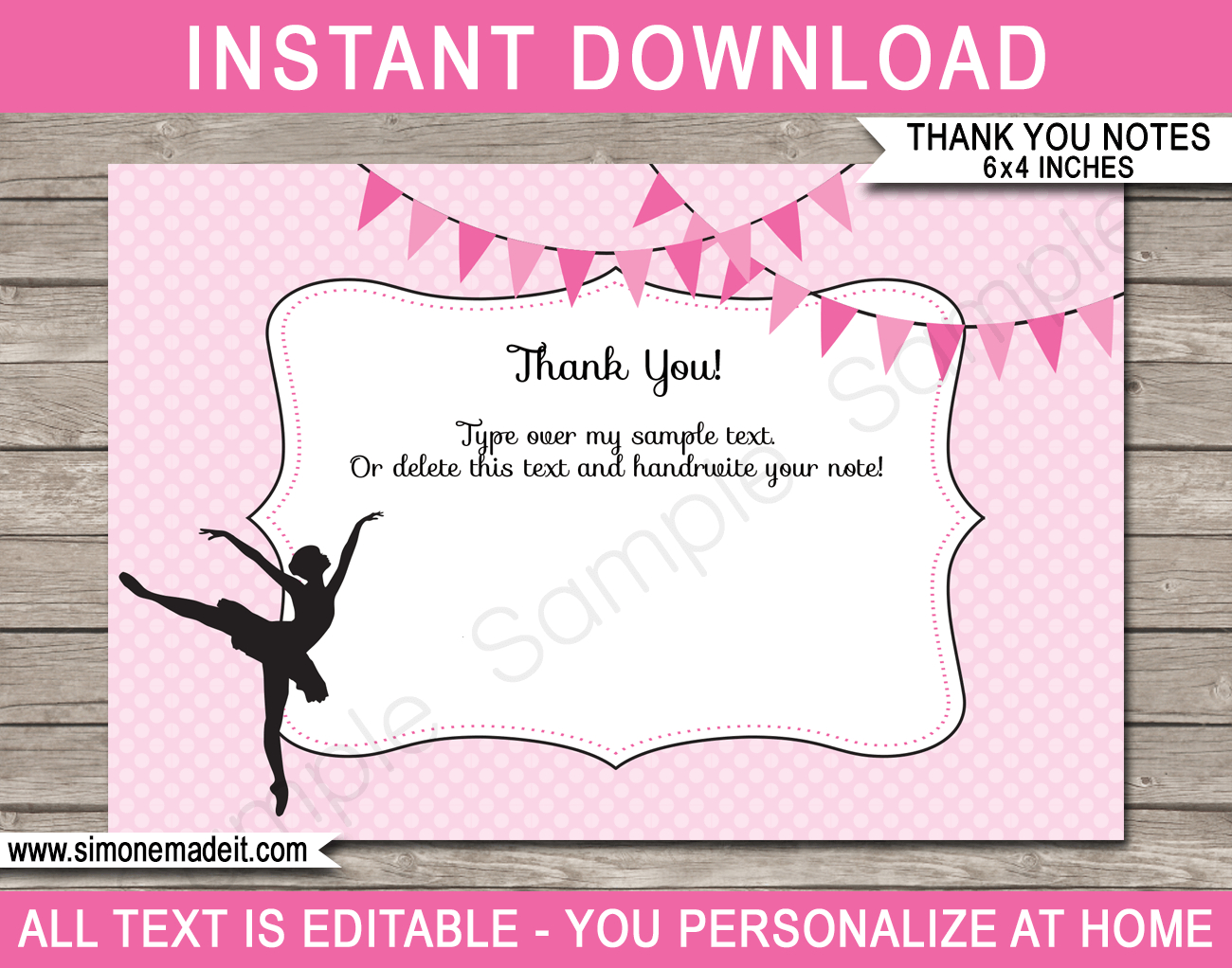 Ballerina Party Thank You Cards Template With Regard To Thank You Note Cards Template