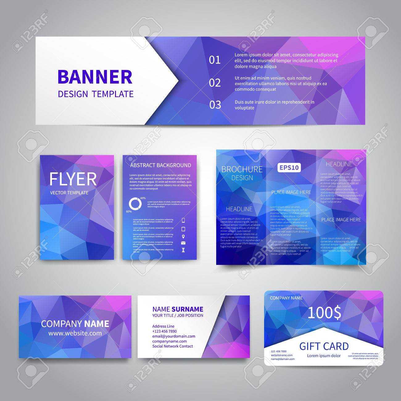 Banner, Flyers, Brochure, Business Cards, Gift Card Design Templates.. In Advertising Cards Templates