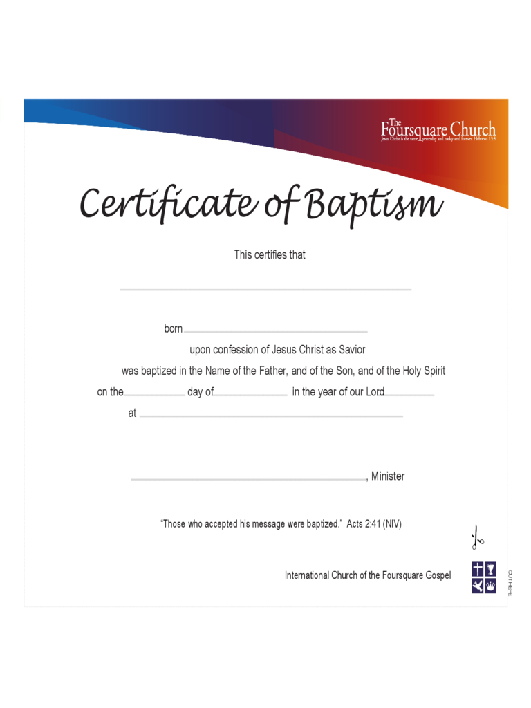 Baptism Certificate - 4 Free Templates In Pdf, Word, Excel With Regard To Baptism Certificate Template Download