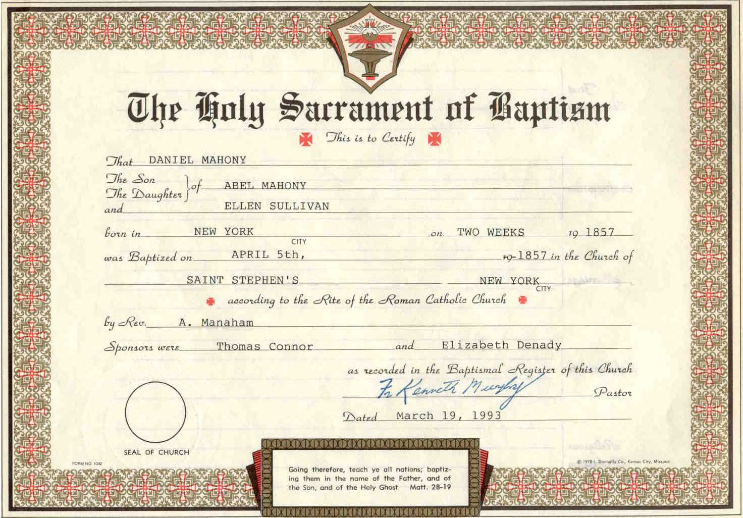 Baptism Certificates Templates. 1000 Images About Places To With Regard To Roman Catholic Baptism Certificate Template
