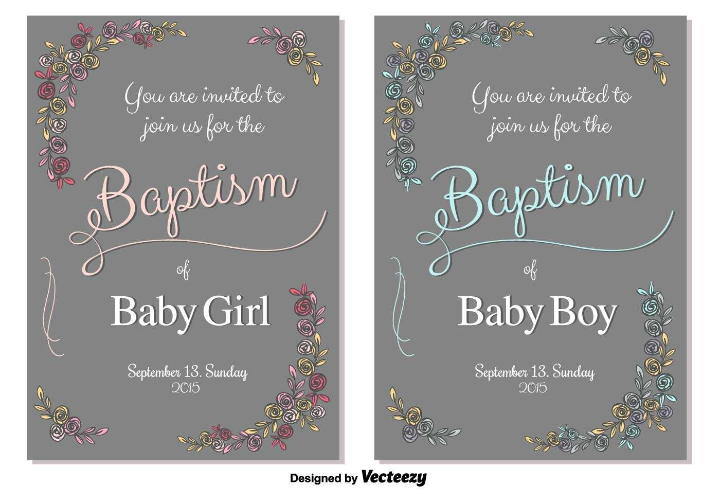 Baptism Vector Invitation – Download Free Vectors, Clipart Regarding Free Christening Invitation Cards Templates
