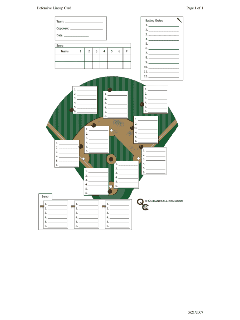 Baseball Lineup Template Fillable – Fill Online, Printable Within Baseball Lineup Card Template