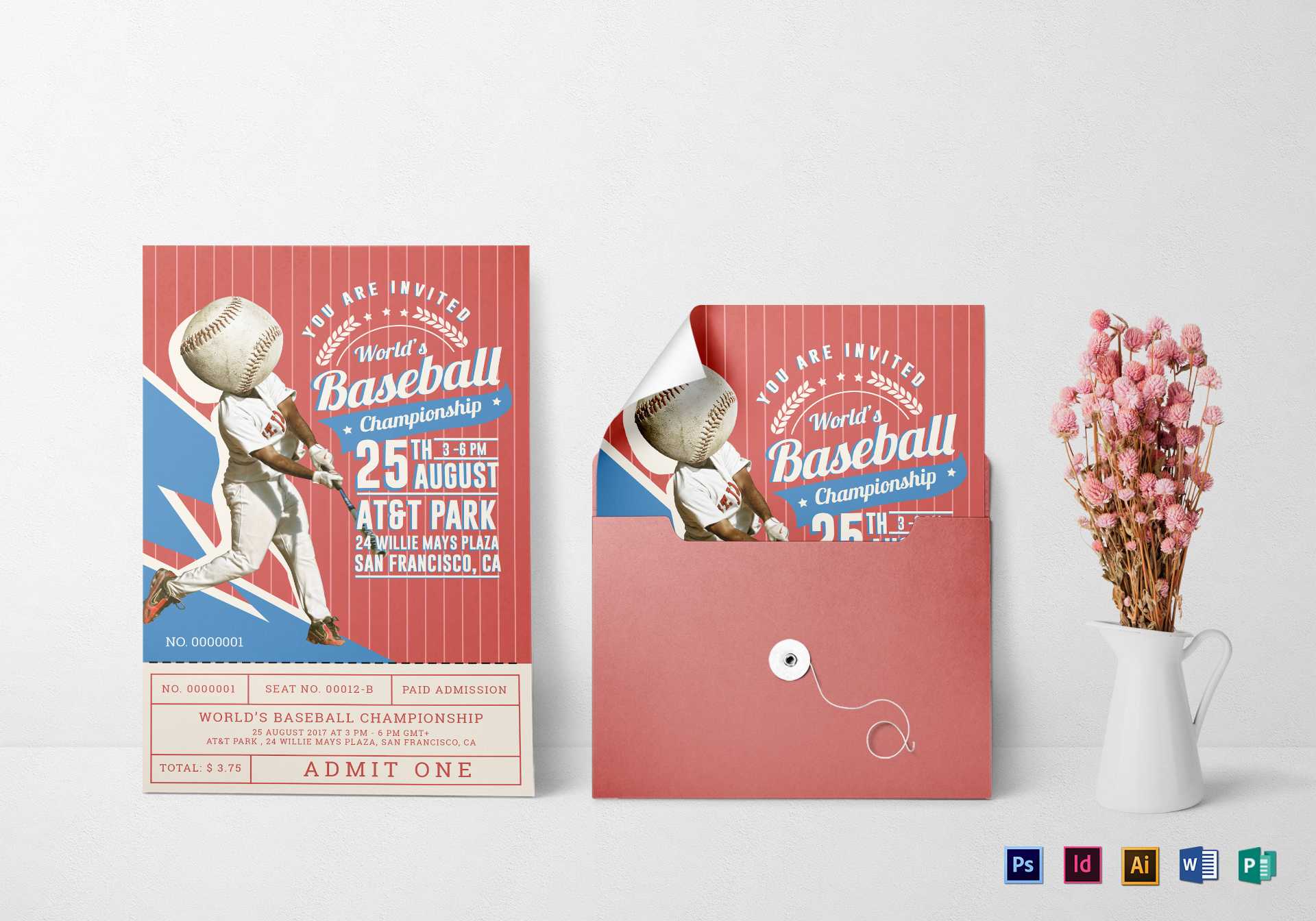 Baseball Ticket Invitation Card Template Intended For Baseball Card Template Psd
