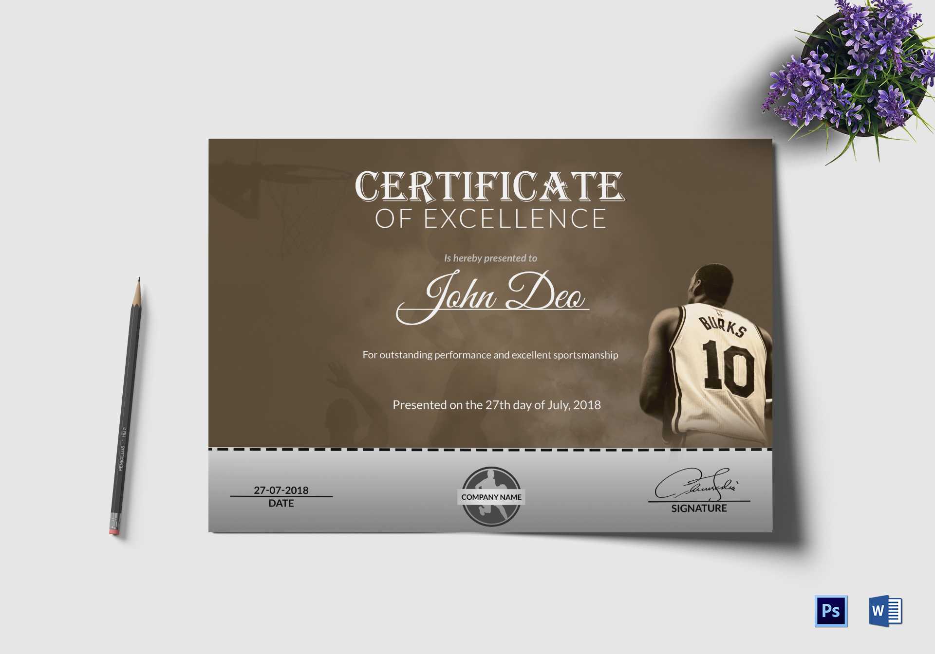 Basketball Award Certificate Template Throughout Sports Award Certificate Template Word