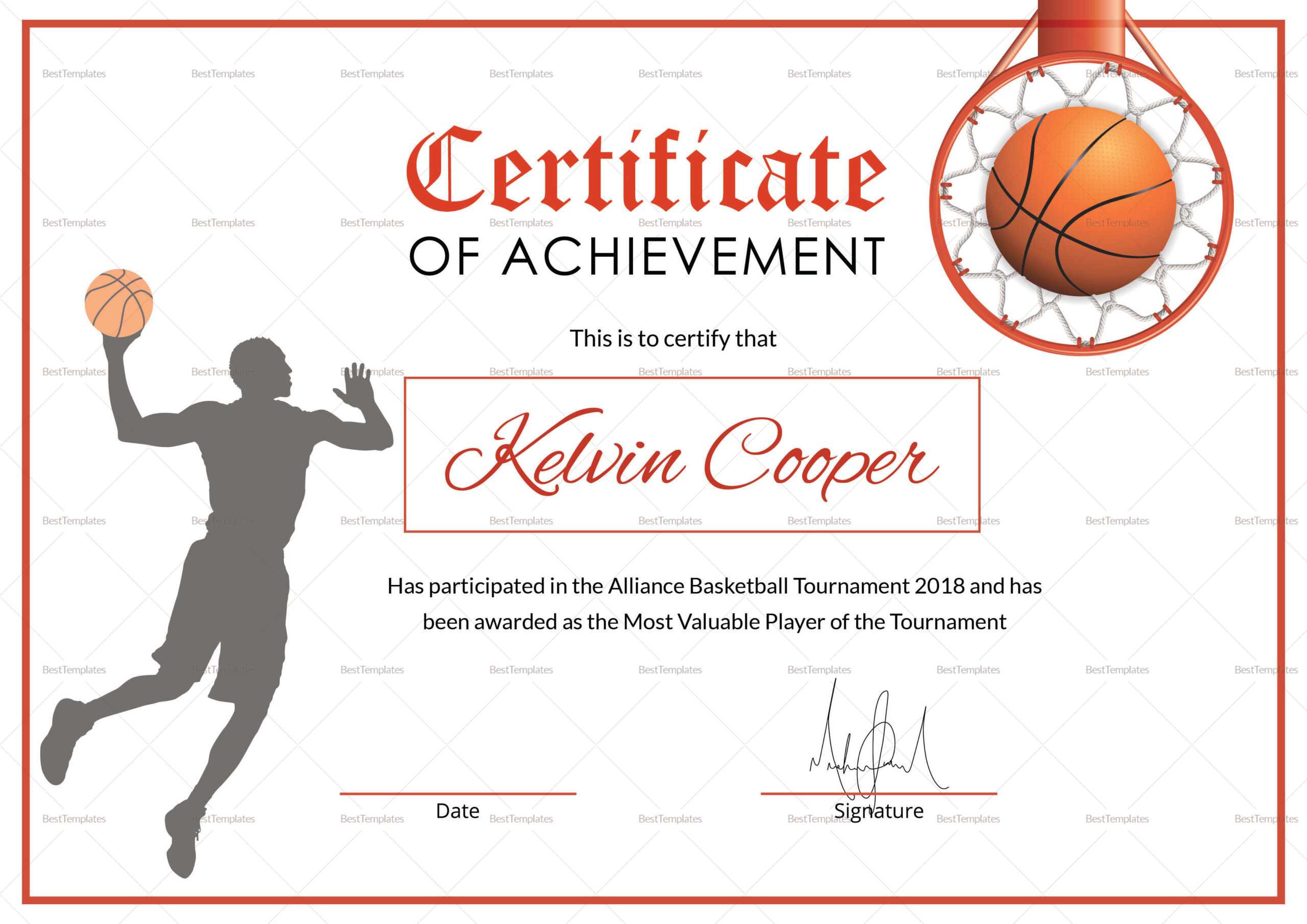 Basketball Award Templates Microsoft Word – Kimoni Within Sports Award Certificate Template Word