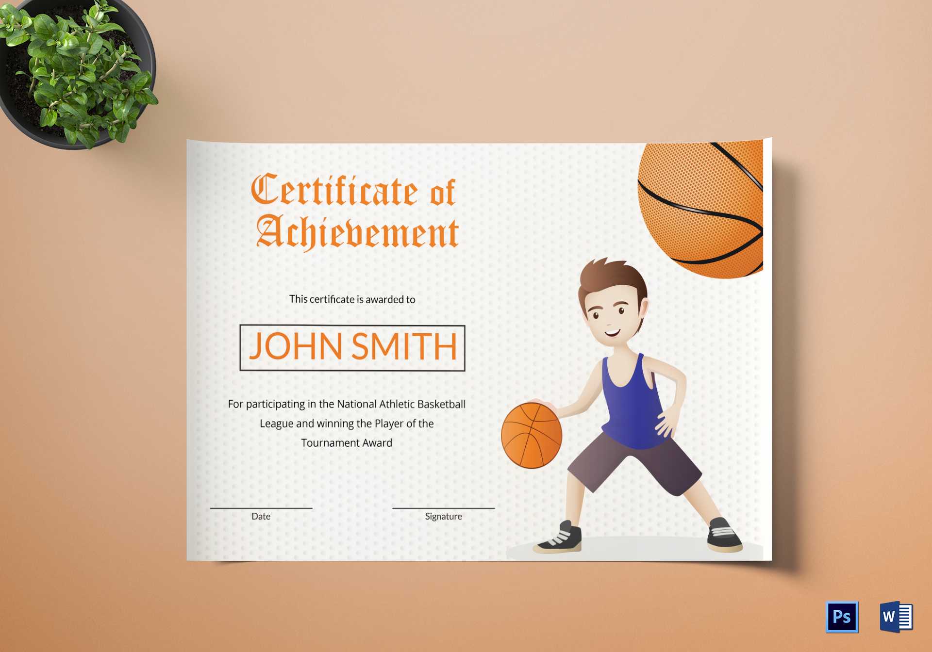 Basketball Certificate Template Pertaining To Sports Award Certificate Template Word