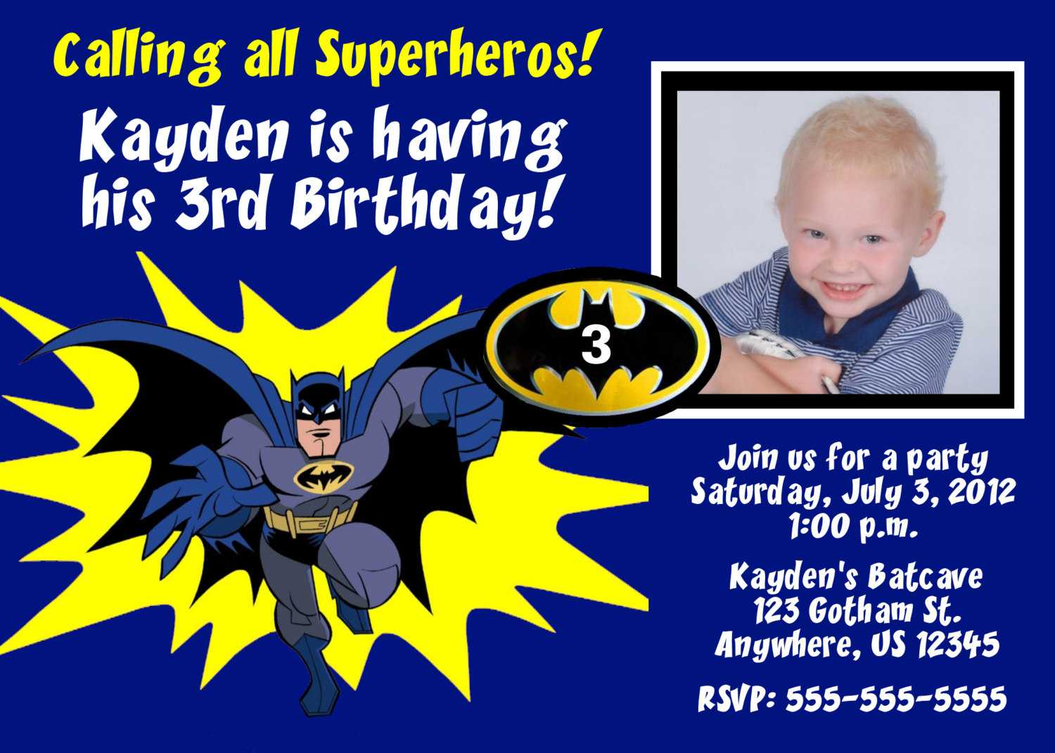 Batman Birthday Invitations Templates Ideas : Batman And Pertaining To Batman Birthday Card Template