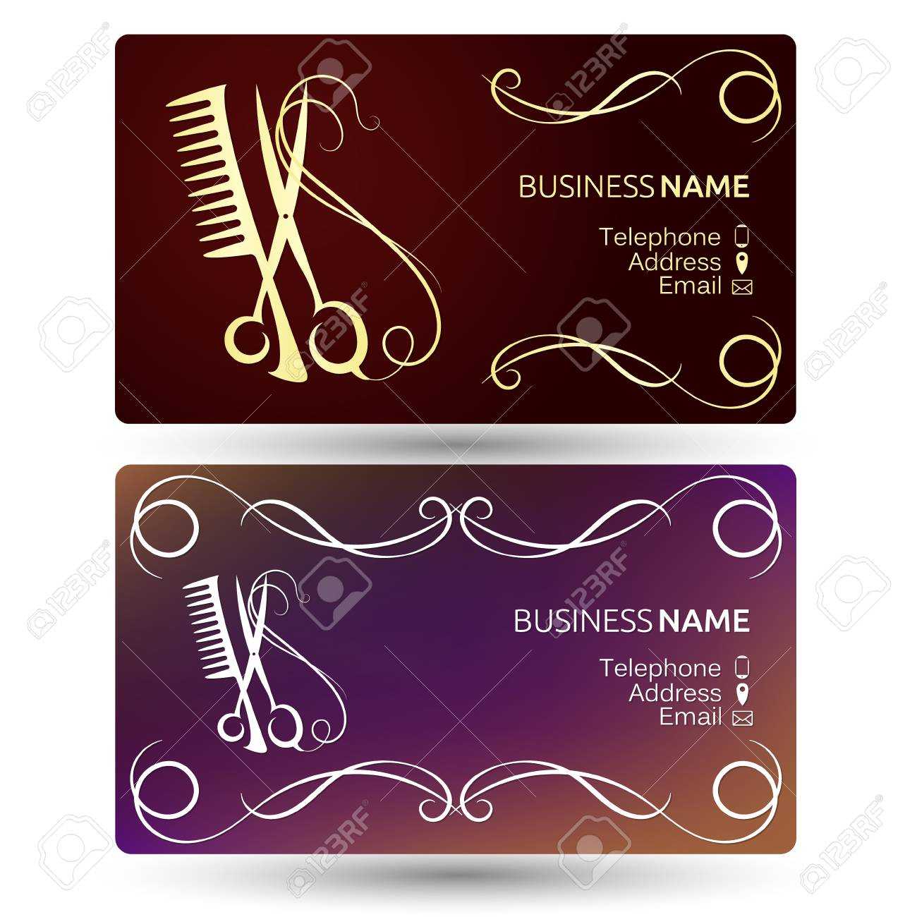 Beauty Salon And Hairdresser Business Card Template Vector In Hair Salon Business Card Template