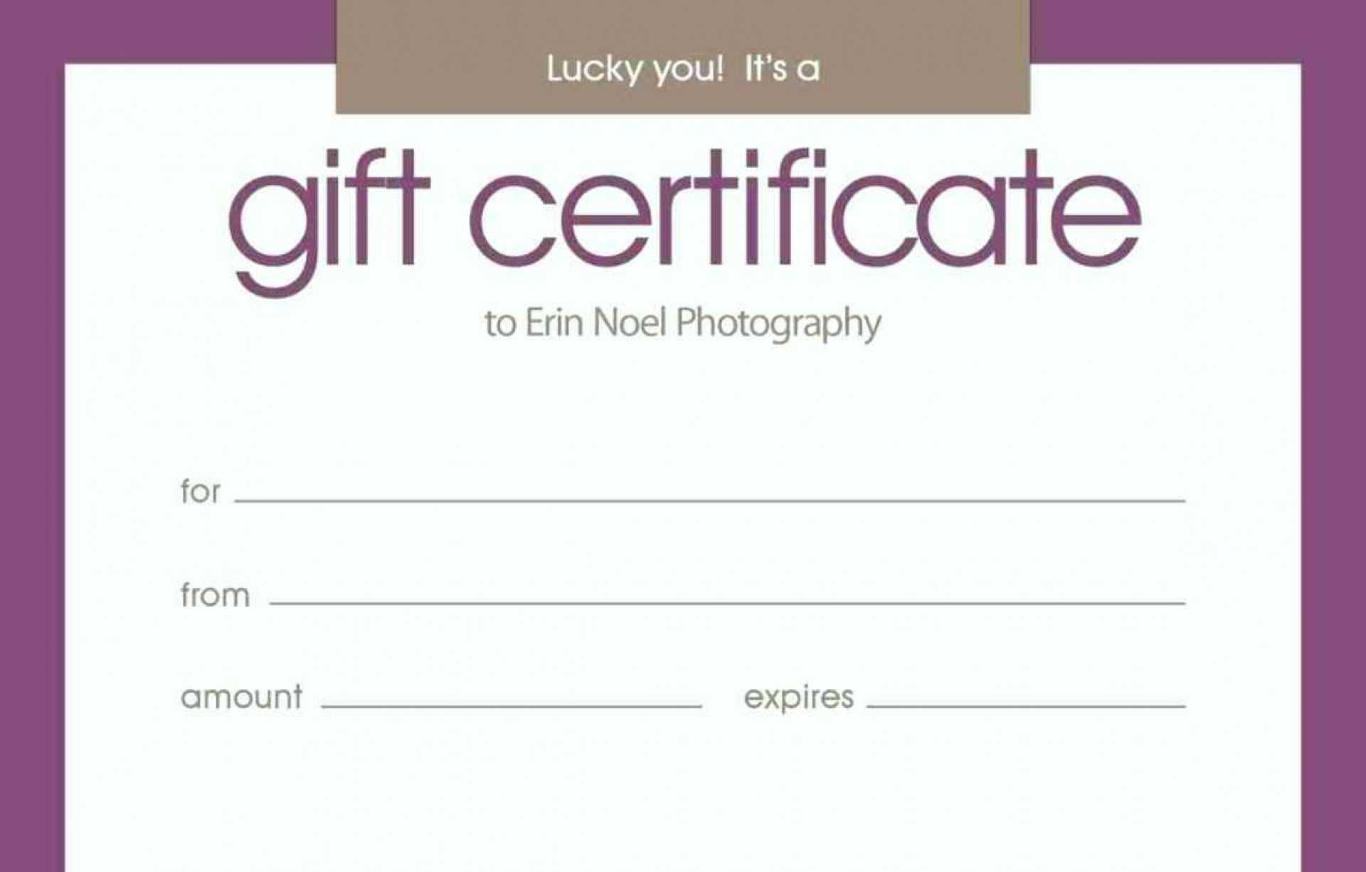 Birthday Gift Certificate Template Free Online Intended For Free Photography Gift Certificate Template