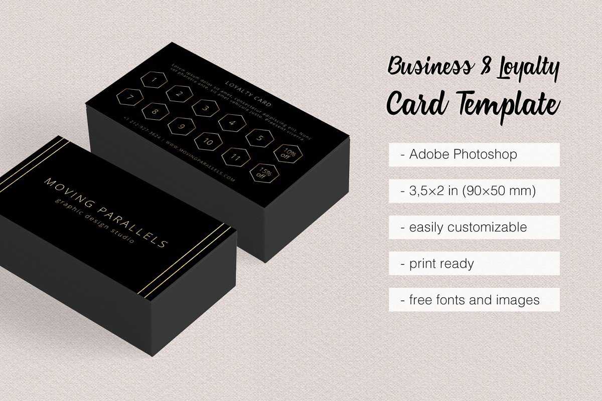 Black Gold Business & Loyalty Cardmoving Parallels On With Loyalty Card Design Template