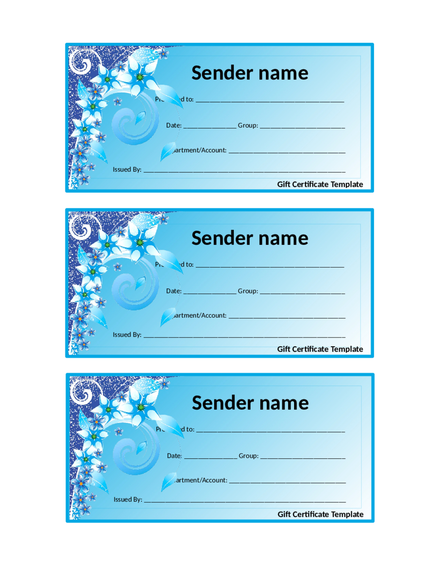 Blank Gift Certificate Forms – Edit, Fill, Sign Online Pertaining To Fillable Gift Certificate Template Free