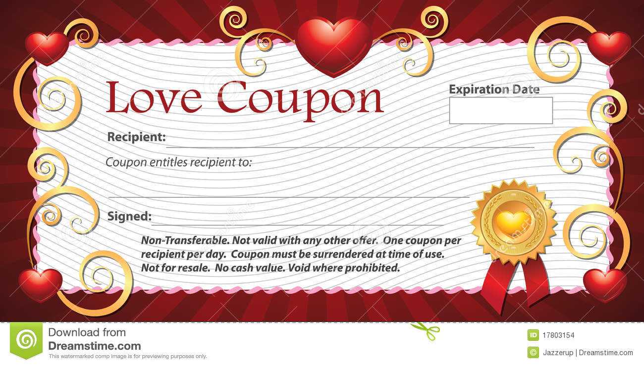 Blank Love Coupon Stock Illustration. Illustration Of Intended For Love Certificate Templates