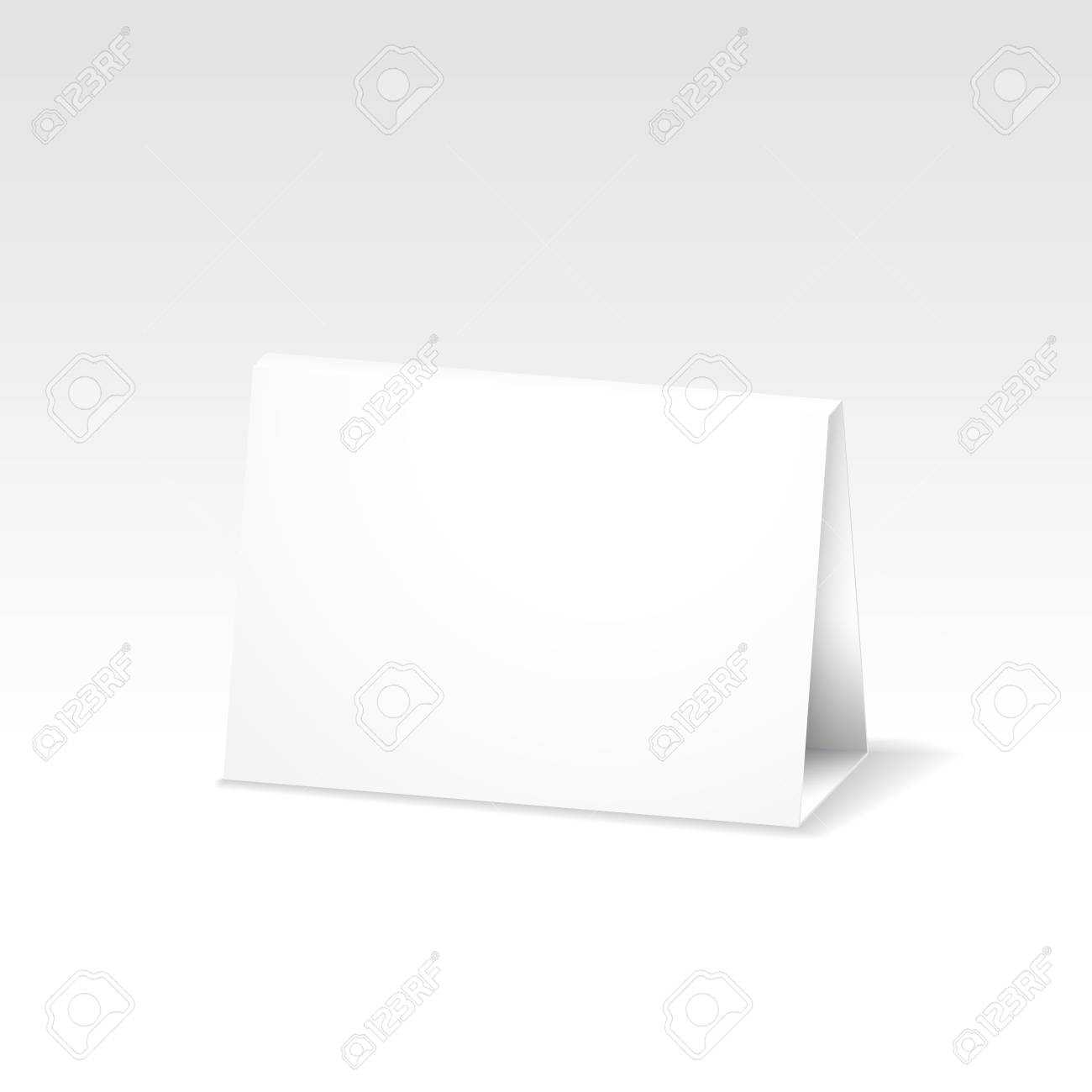Blank White Folded Paper Stand Table Holder Card. 3D Vector Design.. Pertaining To Card Stand Template