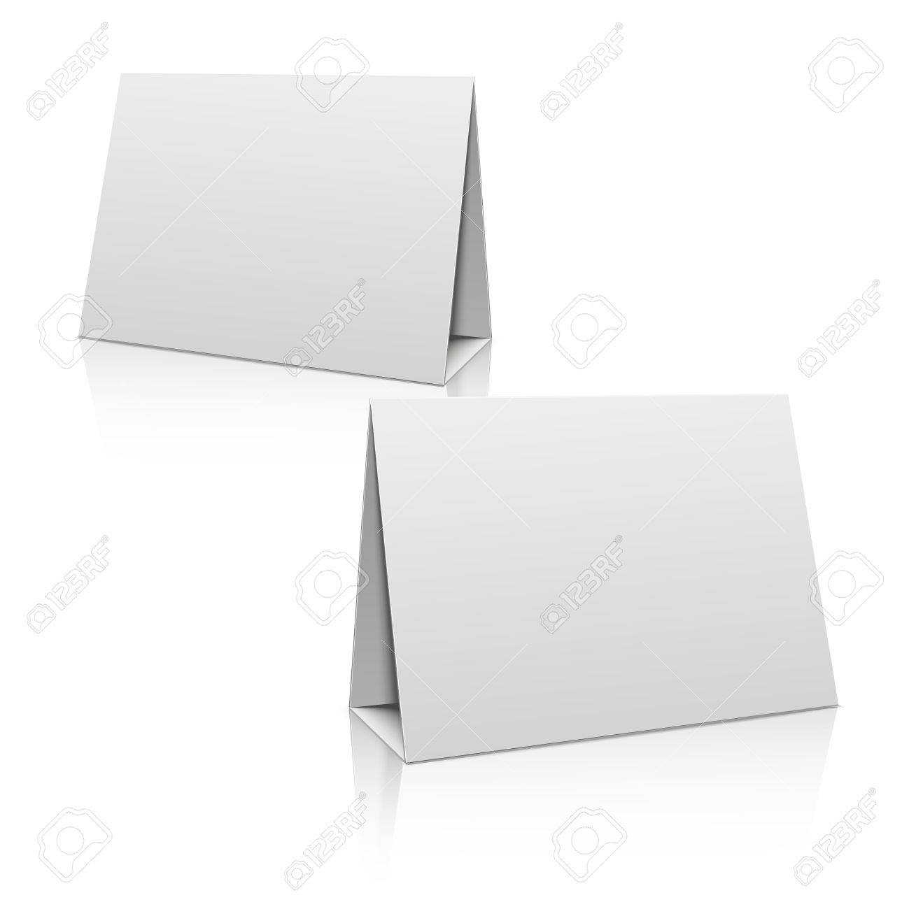 Blank White Paper Stand Table Holder Card. 3D Vector Design Template Intended For Card Stand Template