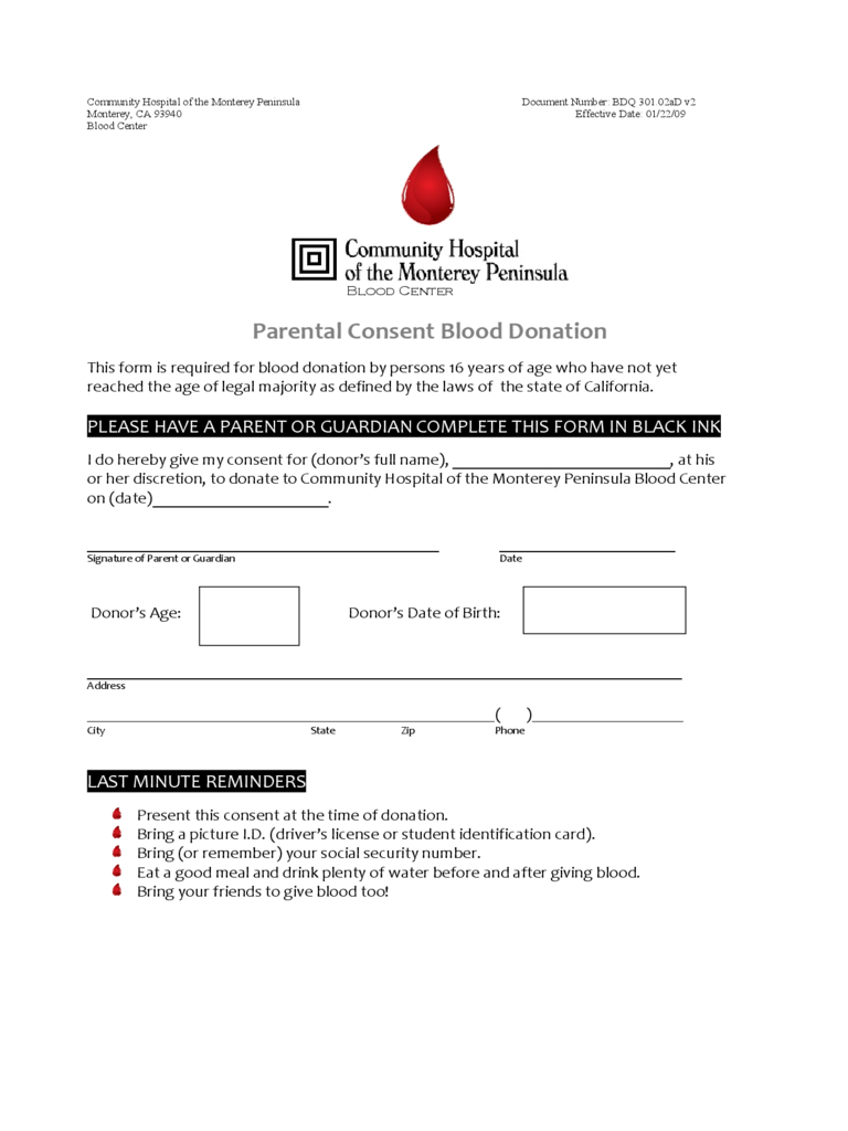 Blood Donation Form – 2 Free Templates In Pdf, Word, Excel Within Donation Card Template Free