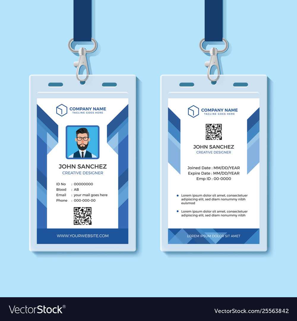 Blue Employee Id Card Design Template For Work Id Card Template