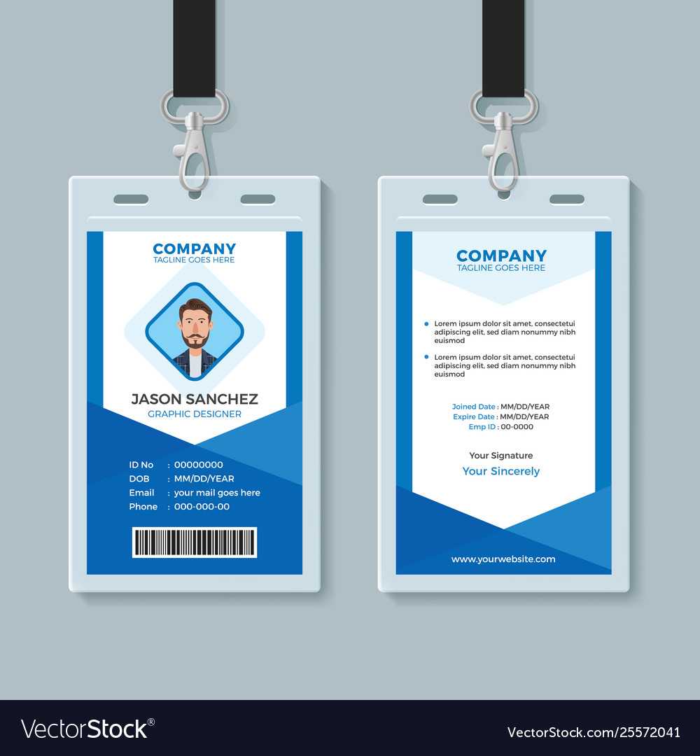 Blue Employee Identity Card Template With Personal Identification Card Template