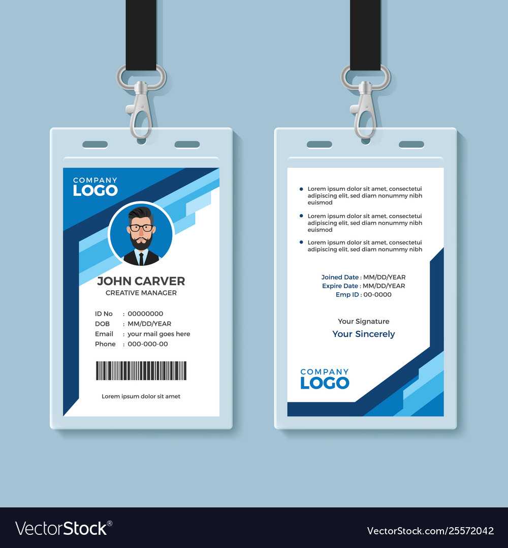 Blue Graphic Employee Id Card Template For Media Id Card Templates