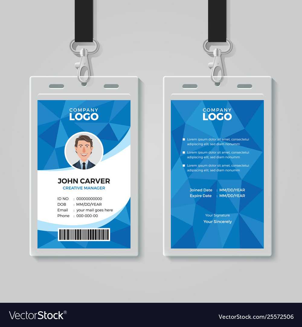 Blue Polygon Office Id Card Template Inside Personal Identification Card Template