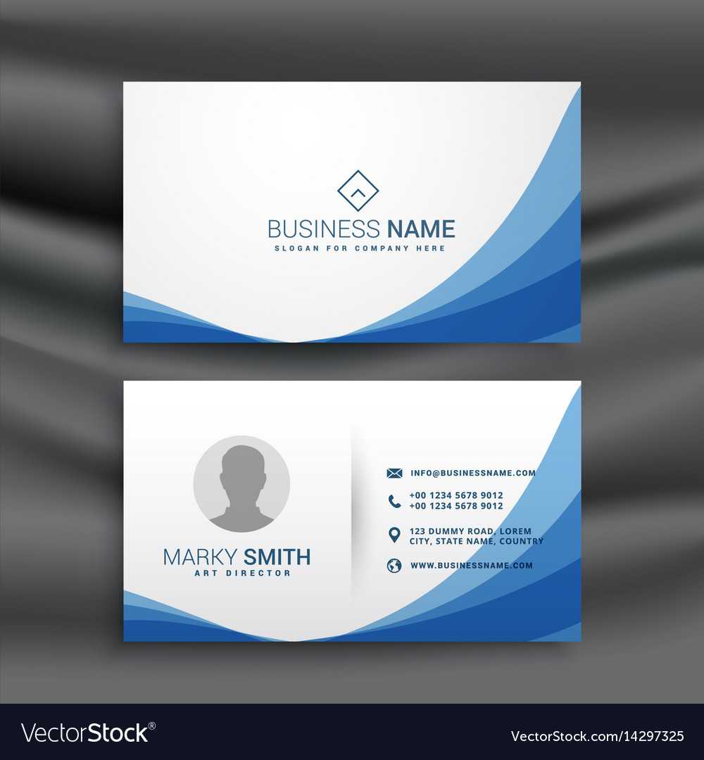 Blue Wave Simple Business Card Design Template With Regard To Visiting Card Illustrator Templates Download