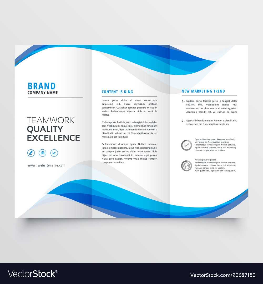 Blue Wavy Business Trifold Brochure Template Pertaining To Free Illustrator Brochure Templates Download